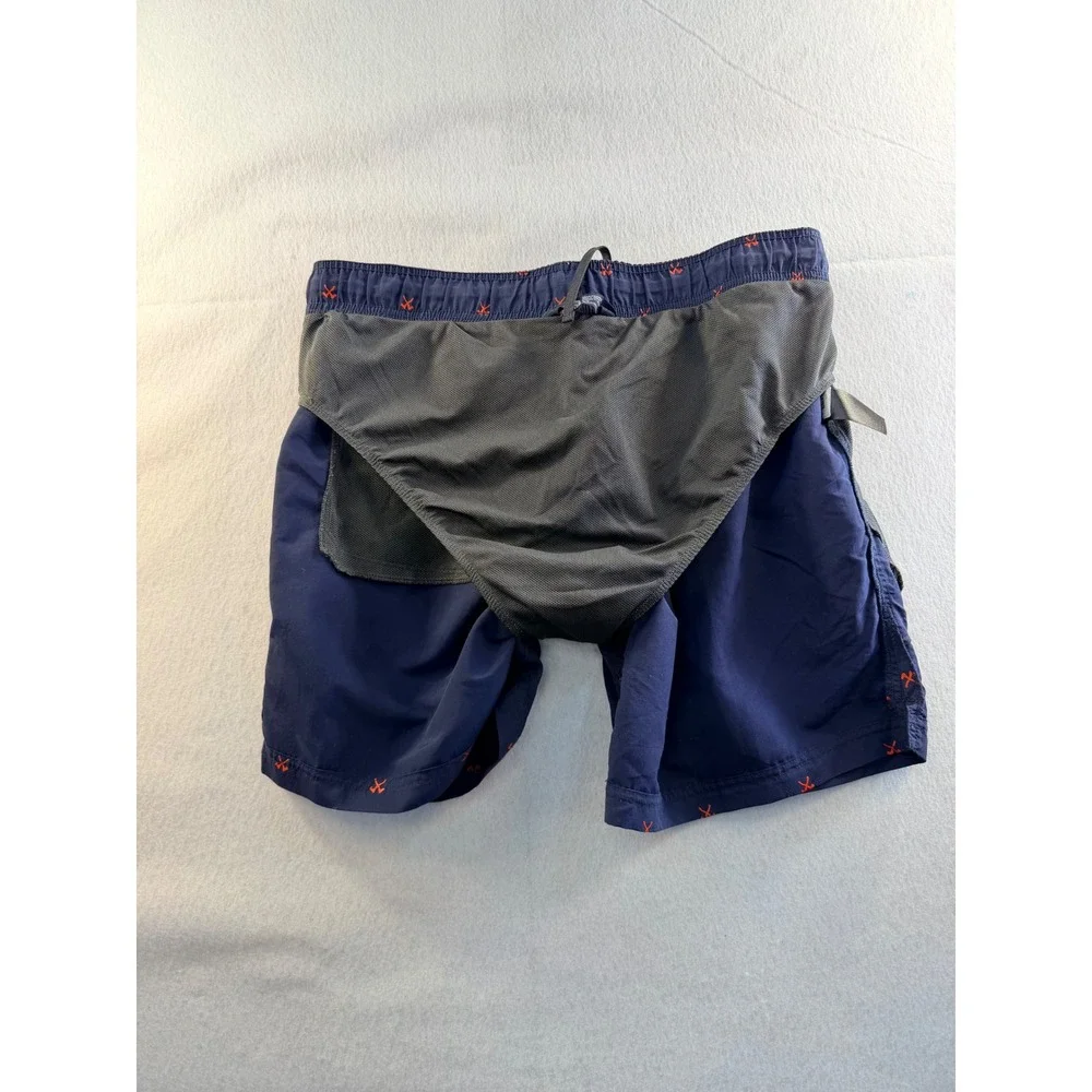 The North Face Mens Navy Blue Orange Ice Axe Print Swim Shorts Large Regular